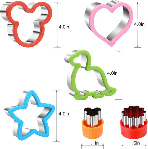 Elfkitwang Sandwich Cookie Cutters Set, Dinosaur,Heart,Star,Mouse,Sandwich Knife Cookie Knife Vegetable Cutter Food Grade Cookie Mould.(12Pcs)...