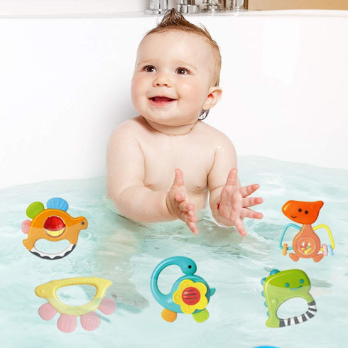 Baby Rattles Sets Teether, Shaker, Grab and Spin Rattle, Musical Toy Set, Early Educational Toys Gifts for 3, 6, 9, 12 Month Baby Infant, Newborn...