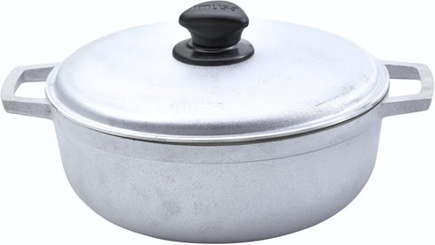 IMUSA 2.6 Quart Traditional Natural Made in Colombia Caldero with Lid for Cooking and Serving, Silver...