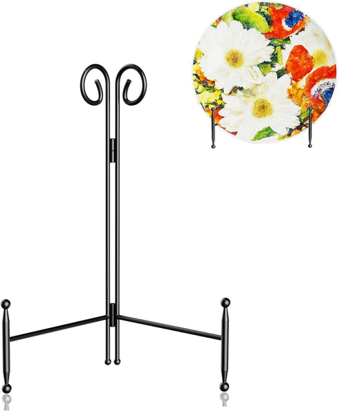 Plate Stand for Display, Black Curved Metal Plate Easel for Display, Decoative Holder for Art, Photos and Cards, 6inch 1-Pack...