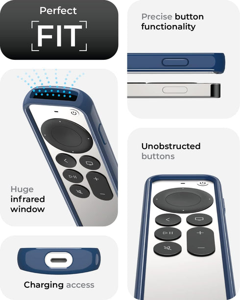 TotalMount Air Rim Case for Apple TV Remotes – Slim, Hybrid Apple TV Remote Case with Ultimate Drop Protection – Blue Perimeter Cover & Clear Back...