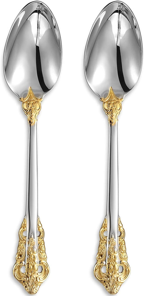 KEAWELL 2-Piece Gorgeous Large Serving Spoon, 18/10 Stainless Steel, Fine Large Serving Spoon, Sturdy Tablespoon, Dishwasher Safe, 9.4" (Gold Acce...
