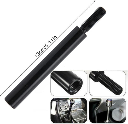 Qiilu Type R Short Shift knob Lever Extension Extender 5in Shift Knob Extension Manual Gear Shifter Extender Lever M10x1.5 Black Universal...