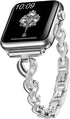 Dainty Heart Bands for Apple Watch 38mm 40mm 41mm 42mm, Bling Metal Strap for Women, Elegant Dressy Bracelet for iWatch Series 10/9/8/7/6/5/4/3/2/...