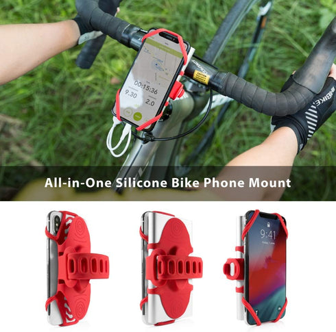 BONE Bike Tie Pro Pack 1, Bike Cell Phone + Charger Mount for Stem, Scratch-Free Silicone Holder, Universal Cycling Phone + Power Bank Holder Comp...