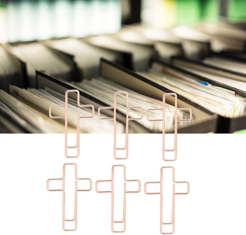 Fdit 100PCS Cross Paper Clips, Rose Gold Metal Paper Clamps for Document Note Sorting Organizing Paperwork Office School and Personal Use...
