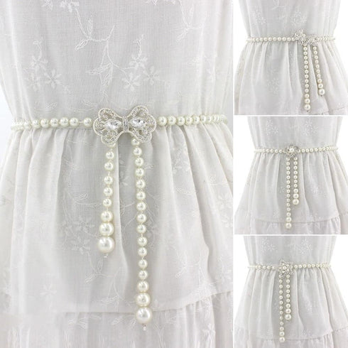 Elegant Pearl Women's Belt Simple Adjustable Thin Chain Belt For Ladies Dress Skinny Waistband Decorative Jewelry...
