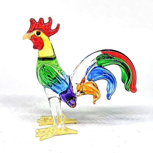 ZOOCRAFT Glass Rooster Chicken Figurine Miniature Country Kitchen Decor Hand Blown Art...