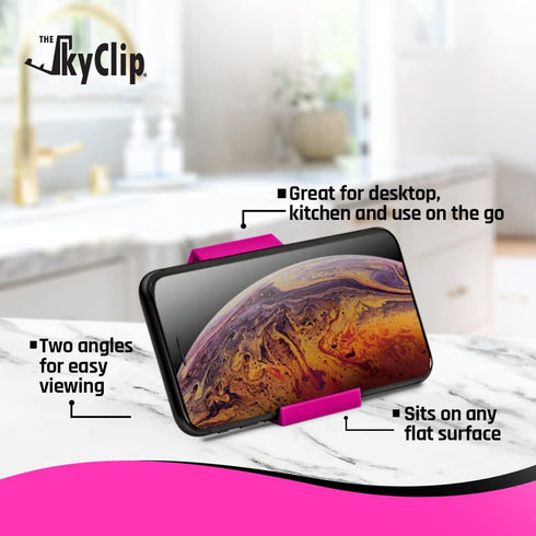 The SkyClip Airplane Cell Phone Back of Seat Inflight Tray Table Clip and Sturdy Phone Stand, Compatible with iPhone, Android, Tablets, and Reader...