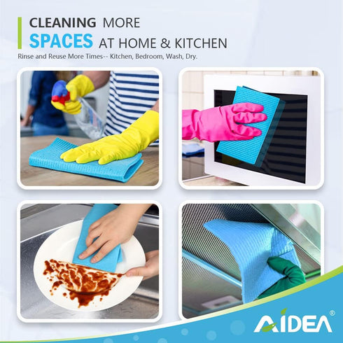 AIDEA Swedish Dish Cloth, 10PK, Swedish Dishcloths for Kitchen, Reusable Paper Towels Washable, Sponge Cloths Kitchen, Absorbent Dish Rags, Dish T...
