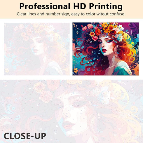 DIY Paint by Number Girl Paint by Numbers for Adults Beautiful Women Flowers Adult Paint by Numbers Kits on Canvas Abstract Style Paint by Numbers...