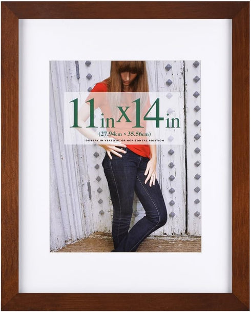 RPJC 11x14 Picture Frames Made of Solid Wood and High Definition Glass Display Pictures 8x10 with Mat or 11x14 Without Mat for Wall Mounting Photo...