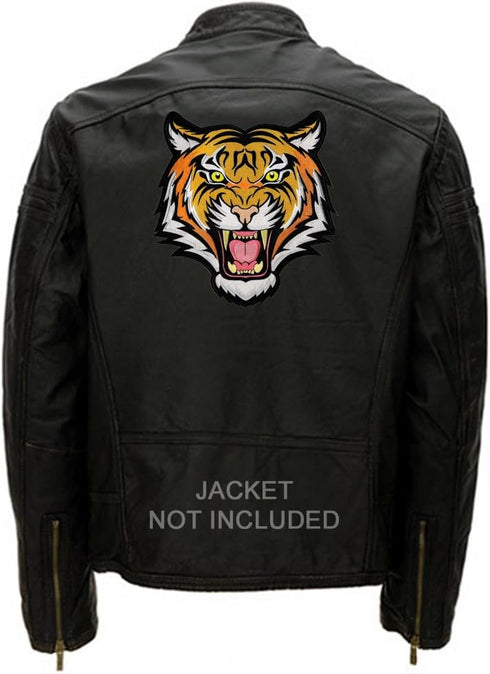 Tiger Patch Large Embroidered Iron-On Applique Roaring Bengal Striped Souvenir...