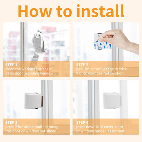 Goodv Child Proof Window Sliding Door Lock 2 Grey Packs (Suit for Working Space Over 0.42in and Under 1.18in) Security Your Baby Safe and Protect ...