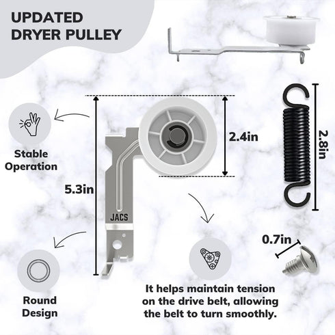 JACS Upgraded Samsung Dryer Repair Kit - Samsung Dryer Idler Pulley DC93-00634a, Samsung Dryer Belt 6602-001655 - Samsung Dryer Parts Compatible with DV45H7000EW A2 DV42h5200ew A3 DV48h7400ew A2