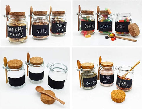 1Pcs 250ml/8.5oz Empty Clear Glass Jam Jar with Cork and Spoon Multipurpose Honey Candy Coffee Bath Salts Storage Canister Can Pot Tin Bottle Cont...