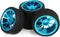 Mxfans 4Pcs Plastic Tires & Blue 10-Spokes Aluminum Wheel Rims for RC 1:10 On-Road Car...
