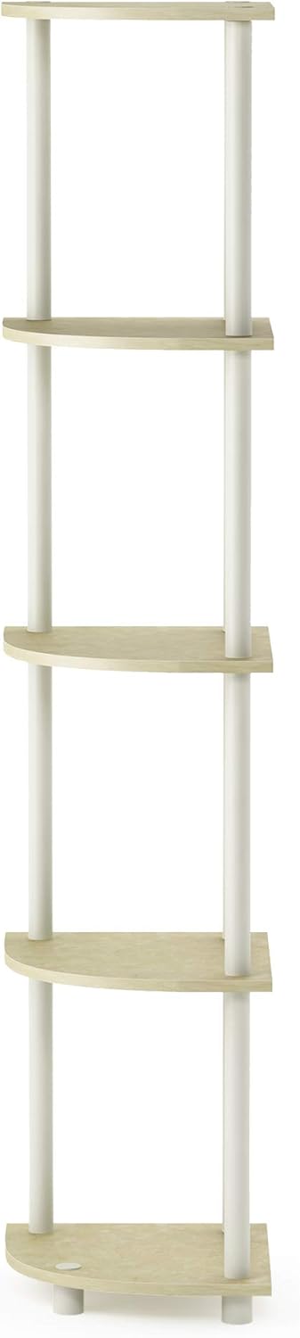 Furinno Turn-N-Tube 5 Tier Corner Display Rack Multipurpose Shelving Unit, 1-Pack, Cream Faux Marble/White...