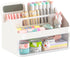 SAYEEC Desk Organizer with Drawer, Cute Pencil Pen Holder with Handle and 6 Compartments, Multi-Functional Makeup Organizer Storage Box, Desktop A...
