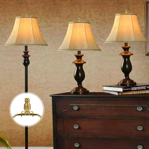 Lamp Shade Harp Holder for Table and Floor Lamps,2 Set Heavy Duty Detachable Lamp Shades Bracket with 3/8 Standard Saddle and Lamp finials (Polish...