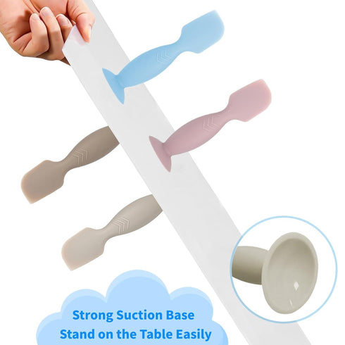 4 Pack Mini Baby Diaper Cream Spatula Applicator, Soft Silicone Baby Butt Paste Spatula Diaper Cream Brush with Suction Cup Base (Brown, Blue, Pin...