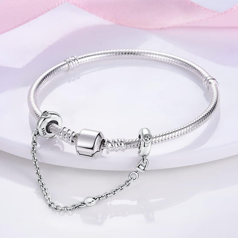 MULA 925 Sterling Silver Safety Chain for Charms Bracelets Dangle Pendants Beads Cute Cat Jewelry Gift for Women...