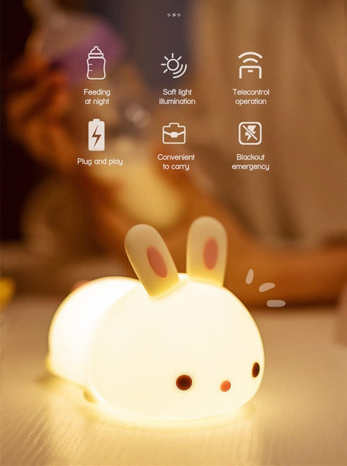 Cute Kids Night Light Night Lamp Night Lights for Kids Bedroom Toddler Baby Portable Silicone Battery Led Nightlight Nursery (Cute Bunny)...