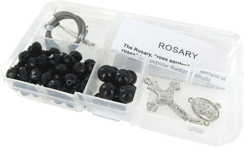 Linpeng Black Crystal Bead Box Rosary Necklace DIY Kit, Rosary Making Supplies, Gift for Beader, Jet, (CR-1212)...
