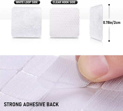 Self Adhesive Dots Heavy Duty, 320pcs (160 pairs) 0.79in Square Hook and Loop Fasteners Strong Mounting Nylon Tape Adhesive Sticky Back Glue for H...