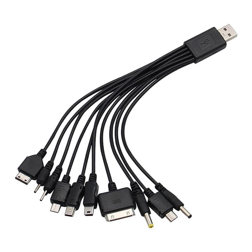 Black 10 in 1 Universal USB Cable, Multiple Universal Charging Cable for Cell Phones Blutooth Earphone Speaker Adapter Cable, 20cm Data Cable USB ...
