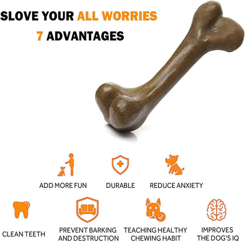 Tough Dog Toys for Aggressive Chewers, Indestructible Dog Toys, Nylon Dog Bones, Durable Tough Puppy Teething Toys, Interactive Dog Toys for Mediu...