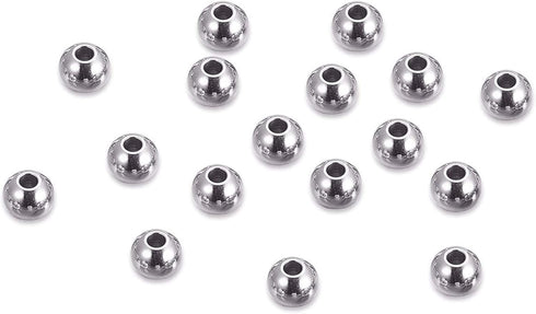 DanLingJewelry 100 pcs 6 mm Metal Spacer Beads 304 Stainless Steel Round Beads Tiny Smooth Beads for Necklaces, Bracelets and Jewelry Making(Stain...