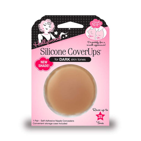 Hollywood Fashion Secrets Silicone Coverups, Hypoallergenic, Reusable, Washable, Gentle on Skin, Ultra Thin, Self Adhesive, Dark Shade, 1 Pack...