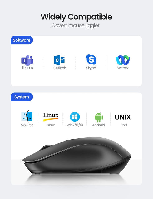 Covert Mouse Jiggler,2 in 1 Mouse with Jiggler, Undetectable Mouse Mover with ON/Off Switch, Drive Free,Simulate Mouse Movement to Keep Computer A...
