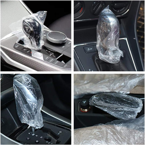 Universal Disposable Steering Wheel Cover with 100 Disposable Steering Wheel Covers and 100 Disposable Gearbox Covers with Elastic Decorative Stri...