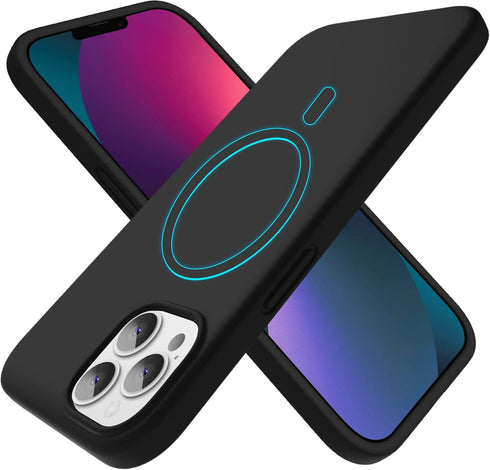 xiwxi Silicone Magnetic Case for iPhone 13 Pro Max Case, Built-in Ultra Magnets Compatible with Magsafe Wireless Charging Microfiber Lining Liquid...