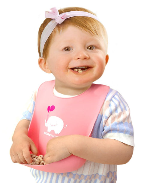 2-Pack Waterproof Silicone Baby Bib Lightweight Comfortable Easy-Wipe Clean (Purple/Light Pink, Large)...