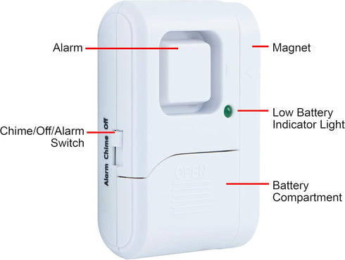 GE Personal Security Window and Door Alarm, 2 Pack, DIY Protection, Burglar Alert, Wireless Chime/Alarm, Easy Installation, Home Security, Ideal f...