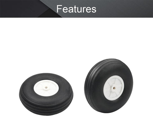Fielect 3 inch RC Model Airplane Super Light Sponge Tire Tail Wheel Tire and Wheel Sets for RC Car Airplane PU Sponge Tire with Plastic Hub 2 Pcs...