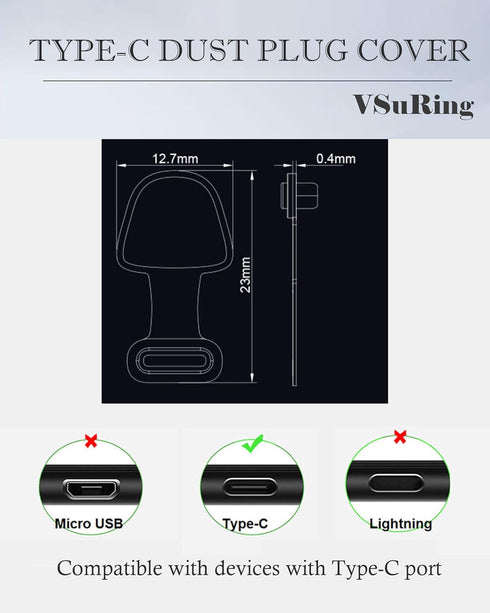 USB C Anti-Lost Dust Plug 5 Pcs Silicone Detachable Adhesive 3.5mm Headphone Jack Protector Cover Dust-Free Foam Cleaning Swab Sticks Compatible w...