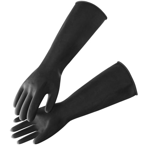 Black Rubber Gloves Extra Large, 22" Long Chemical Resistant Gloves, Waterproof Reusable Dishwashing Household Cleaning Safety Work Heavy Duty Ind...