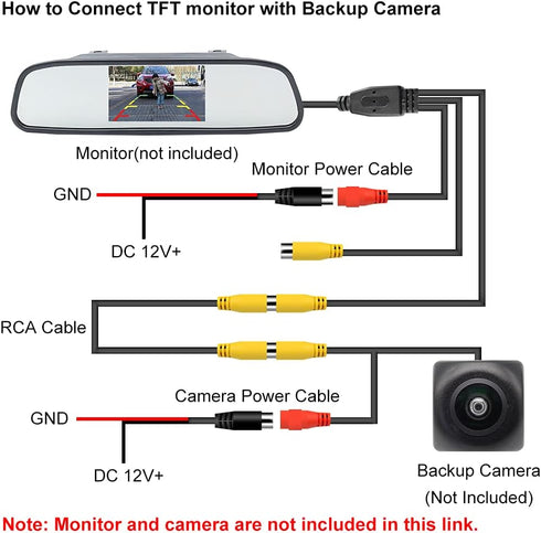 GreenYi Double-Shielded Car RCA Rear View Camera Video Extension Cord(32.8FT / 10M), Pure Copper Back Up Rearview Reverse Cam Male to Male AV Conn...
