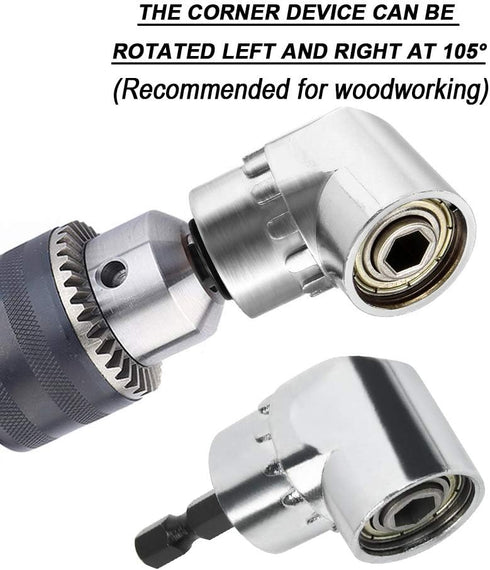 TIMESETL 3Pcs 1/4" 3/8" 1/2" Cr-V Hex Shank Impact Grade Socket Adapter Extension Set & 105° Right Angle Drill Bit Adapter Attachment 1/4" Drive 6...