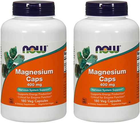 NOW Magnesium 400mg,180 Capsules (Pack of 2)...