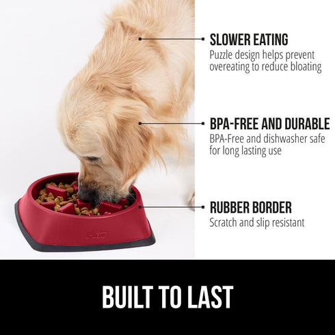 Gorilla Grip Slow Feeder Dog and Cat Bowls, Interactive Puzzle Toy for Dogs and Cats Food Training, Keeps Pets Busy and Prevents Puppy Overeating,...