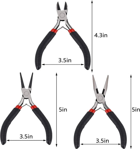 WUCID Jewelry Pliers,3.5-inch Pliers Elbow Straight Head Tweezers 12-Piece Jewelry Making Kit DIY Beaded Combination Kit Jewelry Making Supplies...