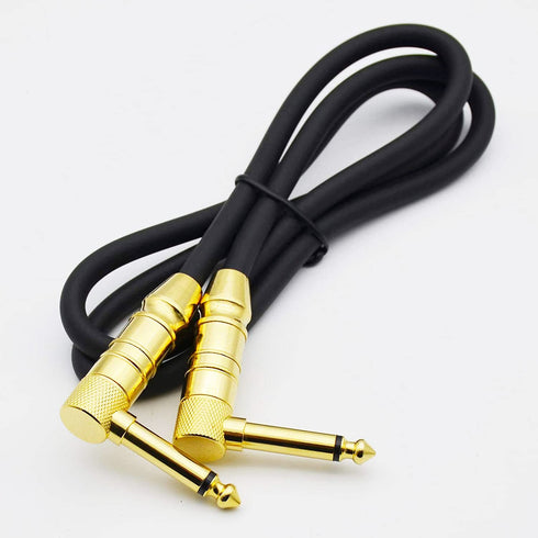 1/4" TS to 1/4" TS Right Angle Gold Speaker Cable, 3 Feet Black, Pack of 2...