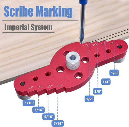 Mesee Vertical Pocket Hole Drilling Jig, 2-In-1 Woodworking Dowelling Jig Locator with Scriber Wood Dowel Drill Guide Puncher Positioner Tools for...