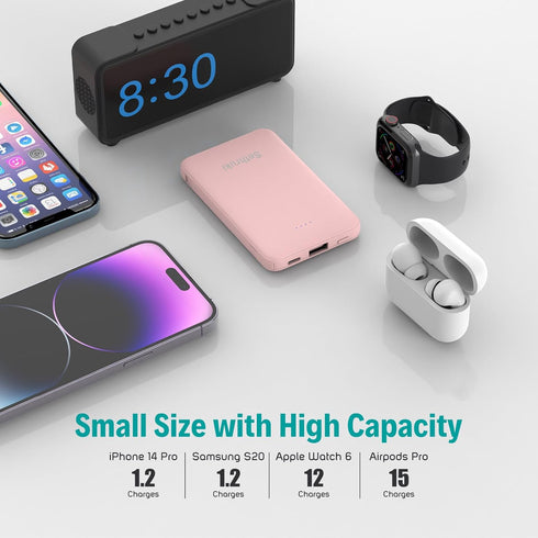 Smallest Portable Charger with Built-in Cables 6000mAh,Ultra Slim Power Bank,Mini High Speed External Battery Packs,Lightweight USB C Phone Charge...