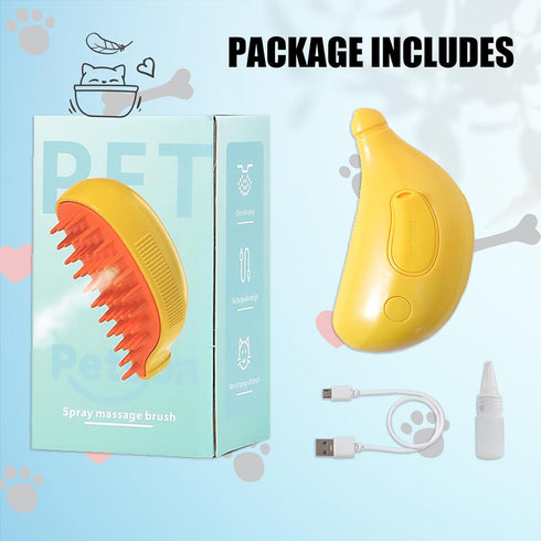 3 in 1 Water Brush for Dogs Cat Steam Brush Steamy Cat Brush with Steam Cat Grooming Brush Cepillo Para Gatos ALD-001-Y (Banana Yellow)...